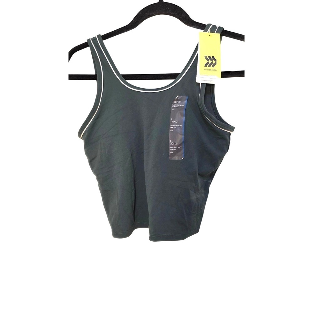 NWT All In‎ Motion Green Tank Top L (10/12) Women's Lightweight Activewear